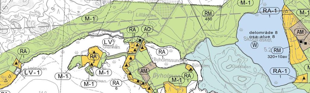 KIMITOÖN, Sweco Ympäristö Oy 3 I landskapsplanen hör planområdet beträffande dimensioneringen av fritidsboendet till delområde 1, där dimensioneringsnormen för strandbyggande är 7-10 fbe/km och