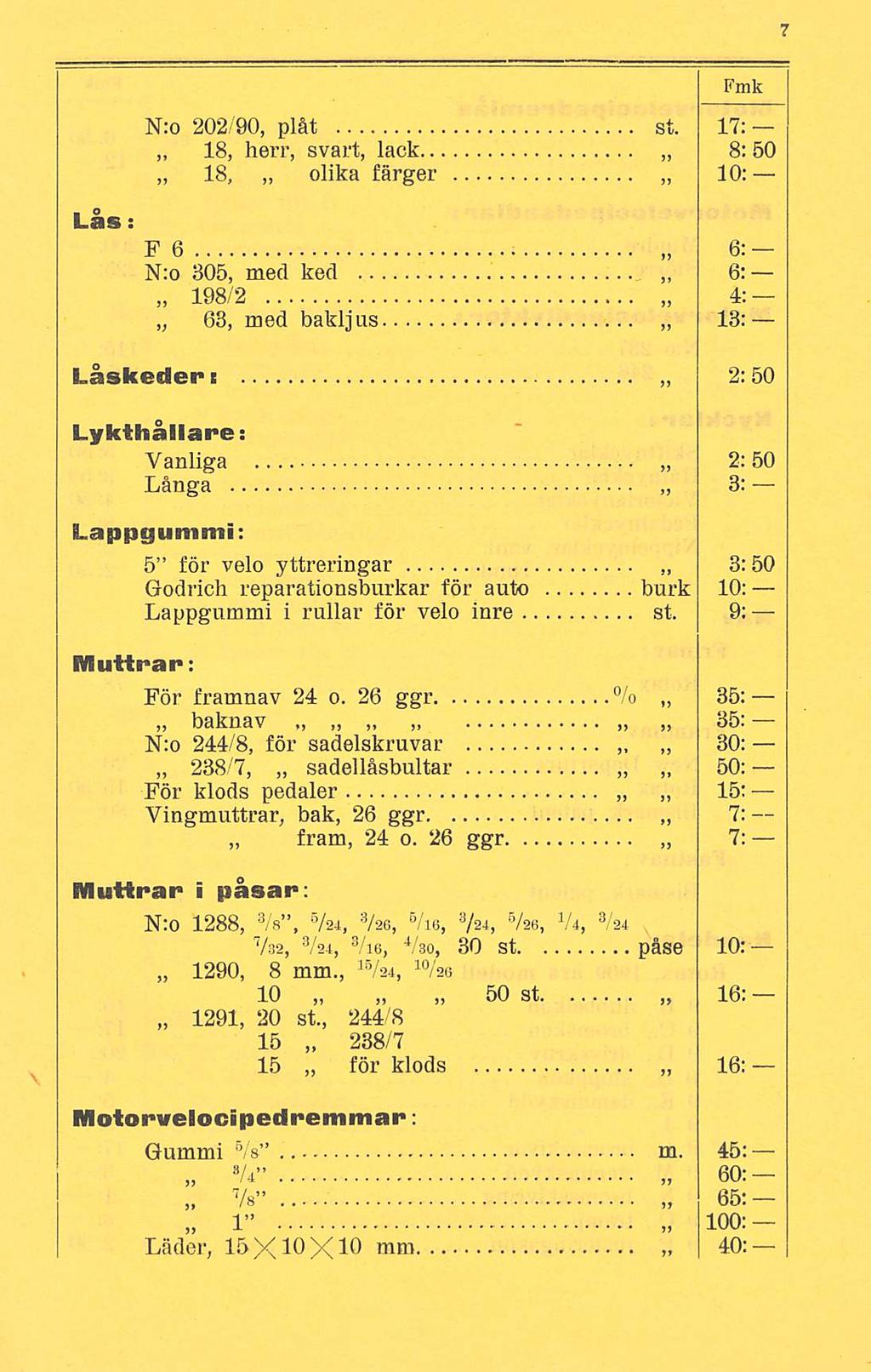 Lås: N:o 202/90, plåt st.