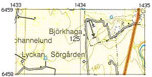 Utdrag från Lantmäteriets terrängkarta 8E SO HJO från 2002. Torpet utmärkt med nummer och markering. Torpet finns på Häradsekonomisk karta Åby J112-44-14 från1868-77, markerat med STP.