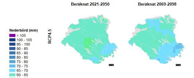 Förändringar i nederbörd och avrinning till 2100 11 11 Förändring i nederbörd och avrinning till 2100 enligt RCP-scenarier, SMHI, 2015 i Framtidsklimat i Södermanlands län som Tillrinningen varierar