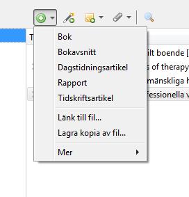 Skriv in referenser manuellt Om man inte hittar en referens i en databas kan man skriva in den manuellt. Klicka på Ny post, välj referenssystem och typ av referens och skriv sedan in uppgifterna.