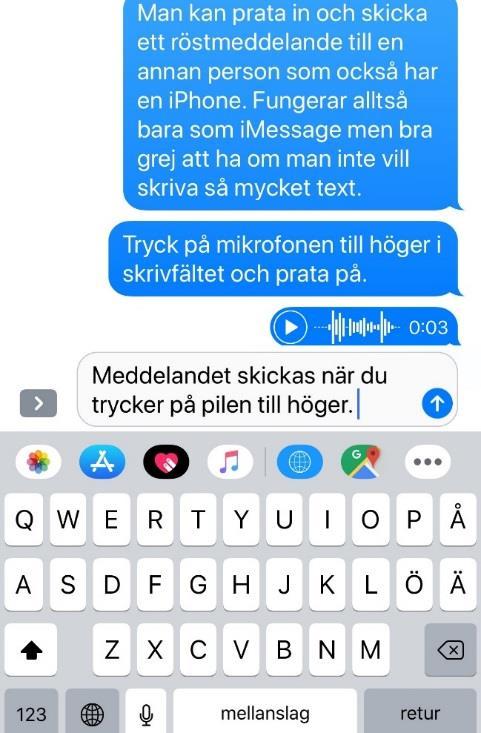 28 Skicka röstmeddelande som sms För personer med skrivsvårigheter kan ett alternativ vara att skicka ett sms i form av ett röstmeddelande istället för att skriva text.