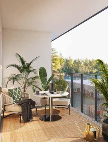 Det lilla extra KVALITÉER I BOENDET Alla lägenheter har öppen planlösning med balkong eller fransk balkong.