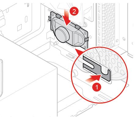 2. Ta bort datorkåpan. Se Ta bort datorkåpan på sidan 17. 3. Ta bort frontplattan. Se Byta ut frontplattan på sidan 18. 4. Sväng facket till den optiska enheten uppåt.