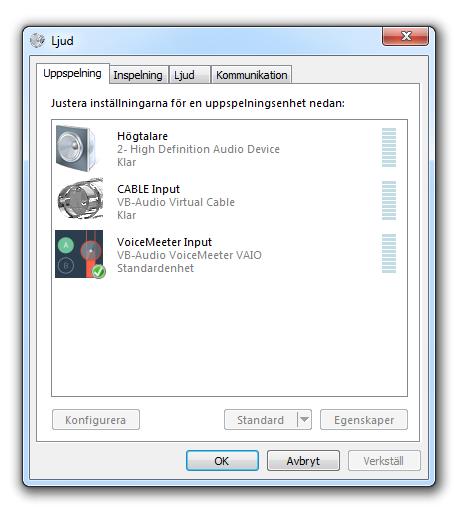 2 (7) 1. Installera mjukvaror Programmen som behövs är VoiceMeeter och Virtual audio cable. Båda är gratis och kan laddas ner från VB-Auidios:s hemsida. VoiceMeeter: http://vb-audio.pagesperso-orange.