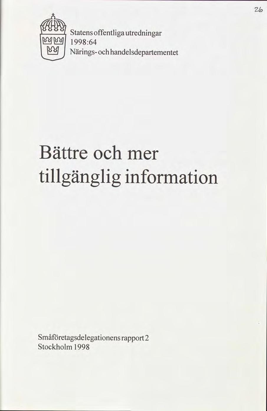 flm f Statens offentlga utrednngar BM M 1 998 :64 w Närngs-