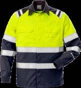 FÄRG: 171 Varsel Gul/Marinblå STORLEK: XS-3XL FLAM / HI-VIS EN ISO 11612 IEC 61482-2 EN 1149-5 EN ISO 20471 LÅNGÄRMAD T-SHIRT 7077 TFLH, KL 3 FLAM / HI-VIS Inherent flamskydd / Reflexdekor på axlarna