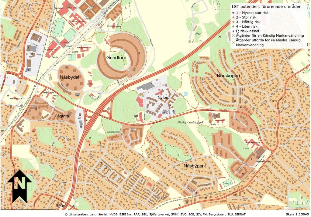 - Figur 6. Potentiellt förorenade områden, utdrag ur karttjänsten Vatteninformation Sverige. (http://www.viss.lansstyrelsen.se) 5.