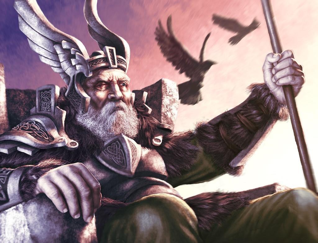 Tre av vikingarnas gudar Vikingarna trodde på asagudar. Religionen kallas asatro. Asagudarna lever på Asgård. Några av dom var Oden, Tor och Frej. Oden Han är enögd, han hade bara ett öga.