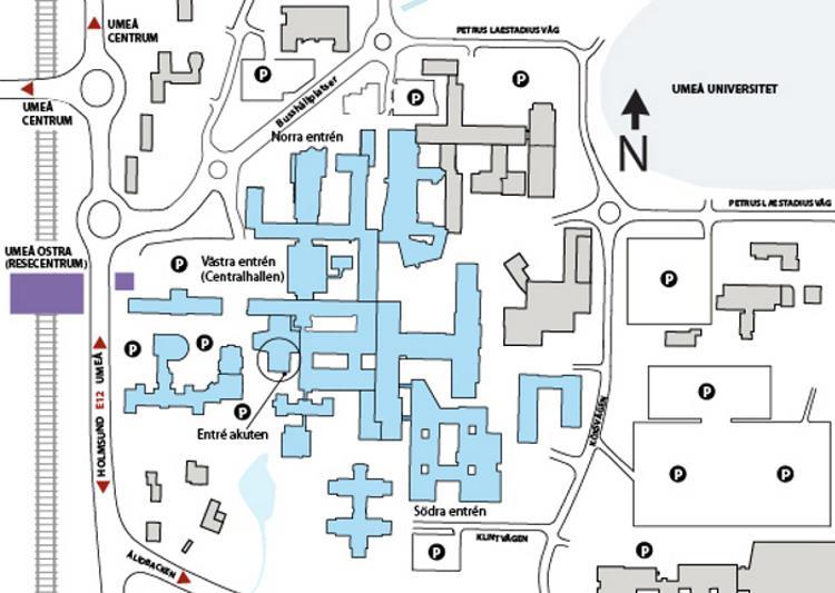 Sid 5 (5) Map of the University Hospital (Norrlands Universitetssjukhus, NUS) in light blue.