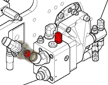 UPPSTART Justering av utmatningstryck Utmatningstrycket skapas av en strypning (2) monterad i sågmotorns returledning. Utmatningstrycket kan justeras genom att förändra storleken på strypningen.