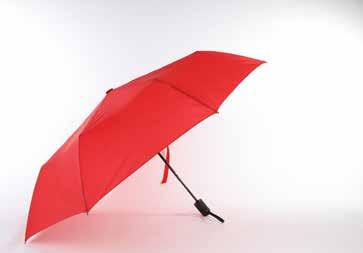 Paraply med glasfiberskaft och dubbla lager av paraplyduk vid toppen.