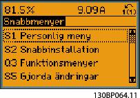 Programmeringsanvisningar VLT HVAC Frekvensomriktare FC 102 5. Tryck på [OK]. 2 6. Tryck [OK] igen för fläktfunktioner. 7. Tryck på [OK] för att välja Trasigt band, funktion. 8.