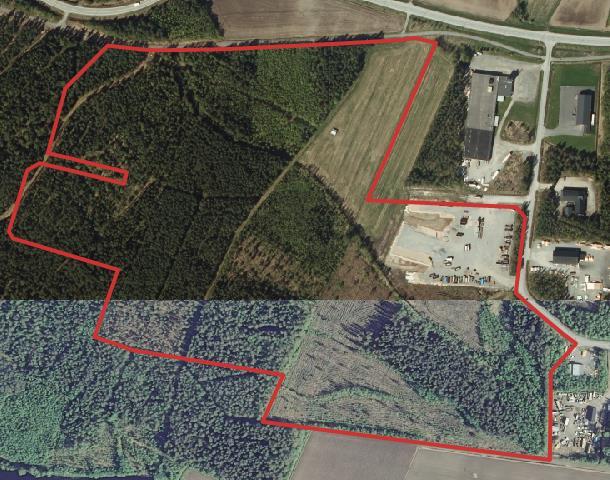 1-7 Bild 3. Planområdets avgränsning anges med röd linje. 1.3 Planens namn och syfte Planens namn är UTVIDGNING OCH ÄNDRING AV KÅLLBY INDUSTRIOMRÅDE DETALJ- PLAN.