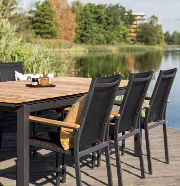 Karmstol (stapelbar) 9291-400 Matt Vit Alu, teak