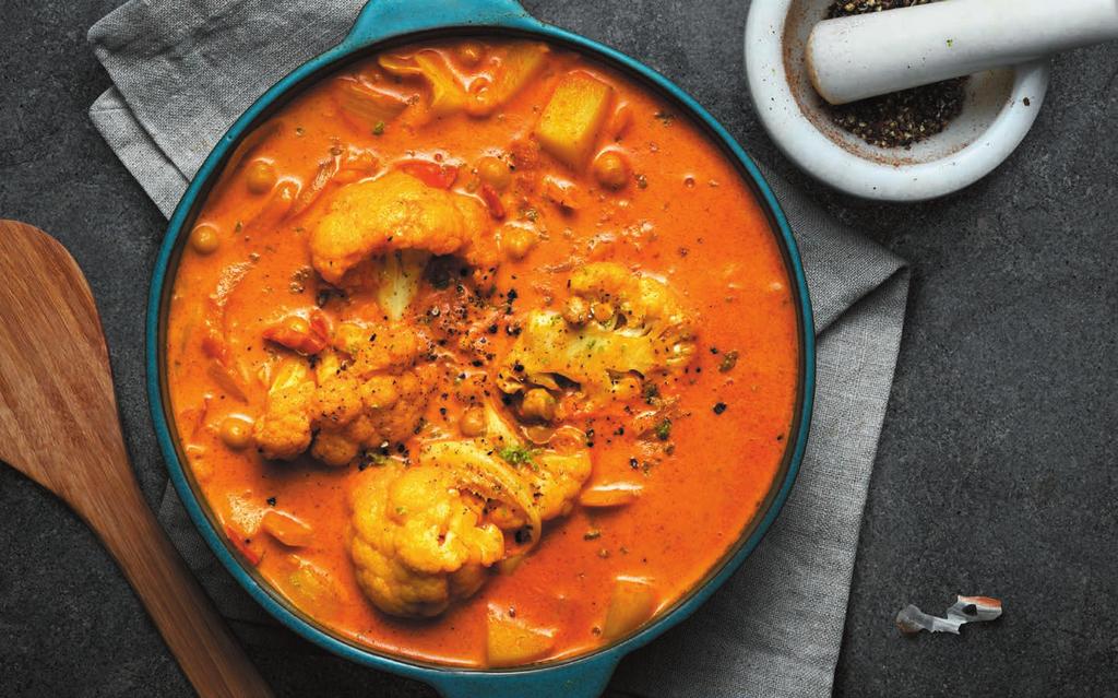 RECEPT 2 25 MIN 562 kcal/port. Energi från: Fett 28g Kolhydrater 61g Protein 17g Aloo gobi (Lotta Lundgren) Indisk blomkålsgryta.