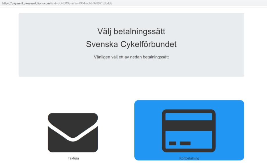 23. Avslutningsvis kommer ni till en sida där ni kan välja Faktura eller Kortbetalning.
