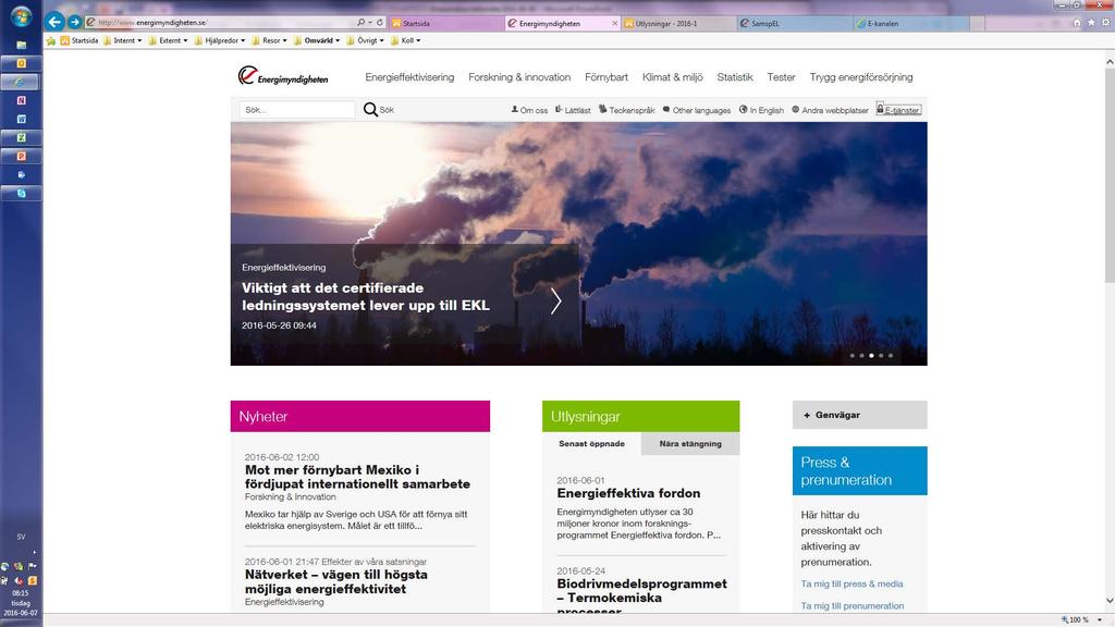 se E-kanalen: ansök om