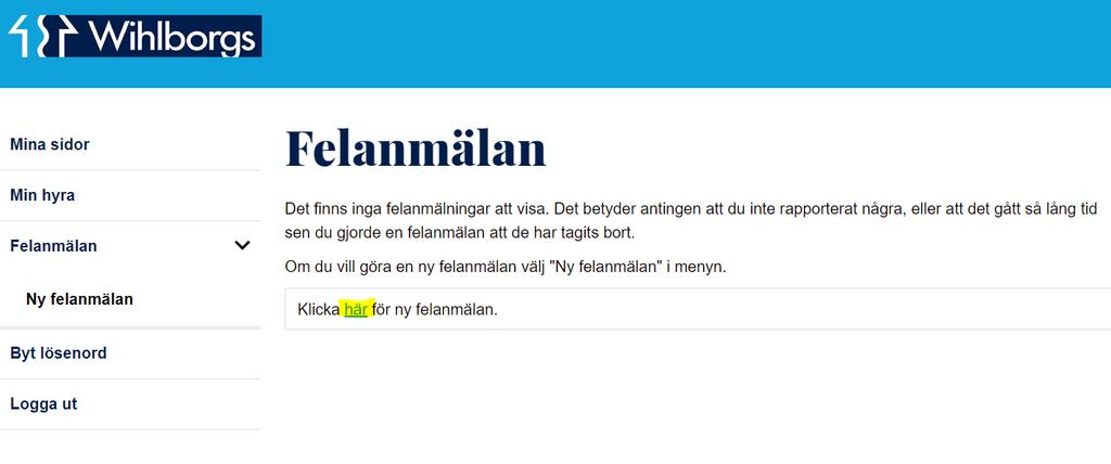 felanmälningar mitt på sidan Klicka på här