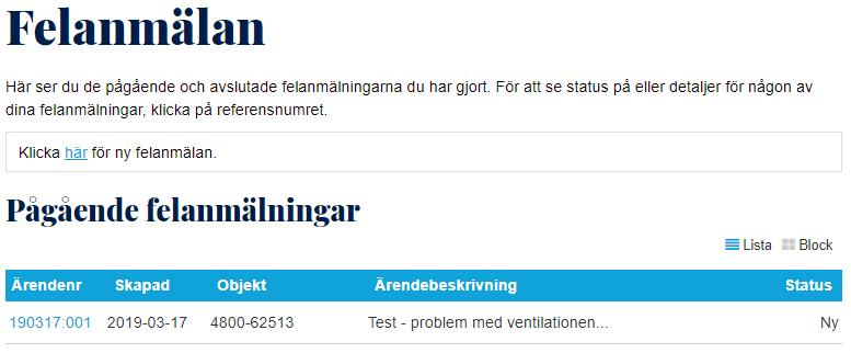 Kort därefter får du en bekräftelse på att din ärende har skapats