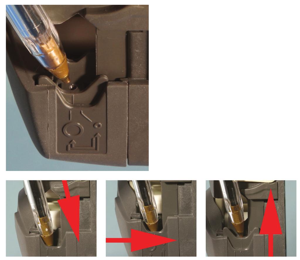 Reposicionamento do suporte do tubo para uso com a bomba de irrigação Para mudar da configuração de tubo grande para a de tubo pequeno Desligue a bomba antes de mudar a posição do suporte do tubo.