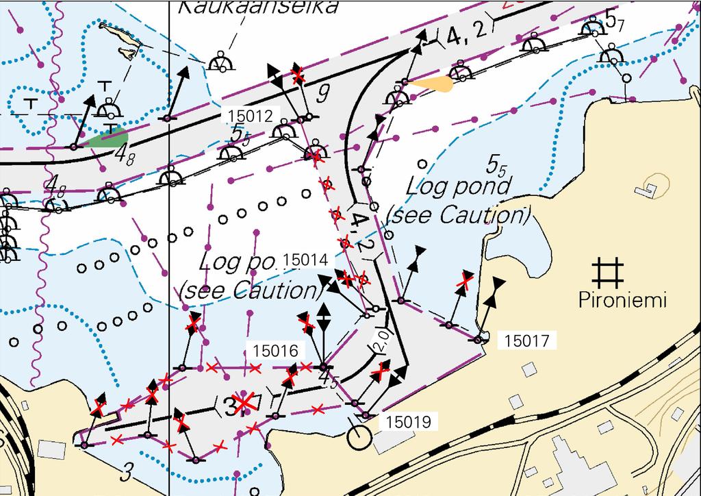 14 17-2016 H. Väyläalueen muutos - Ändrat farledsområde - Fairway area amended Oikea reunalinja Högra begränsningslinjen Right edge line: Lisää Inför Insert: WGS 84 1) 61 04.602'N 28 14.