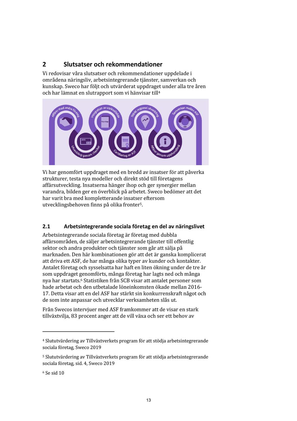 2 Slutsatser och rekommendationer Vi redovisar våra slutsatser och rekommendationer uppdelade i områdena näringsliv, arbets integrerande tjänster, samverkan och kunskap.