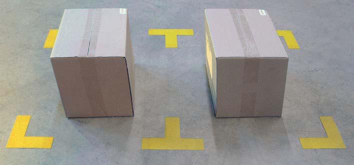 Ange form på golvmarkeringstejpen. Linje (1) Användningsområde: För att avgränsa exempelvis truckgång eller gångyta.