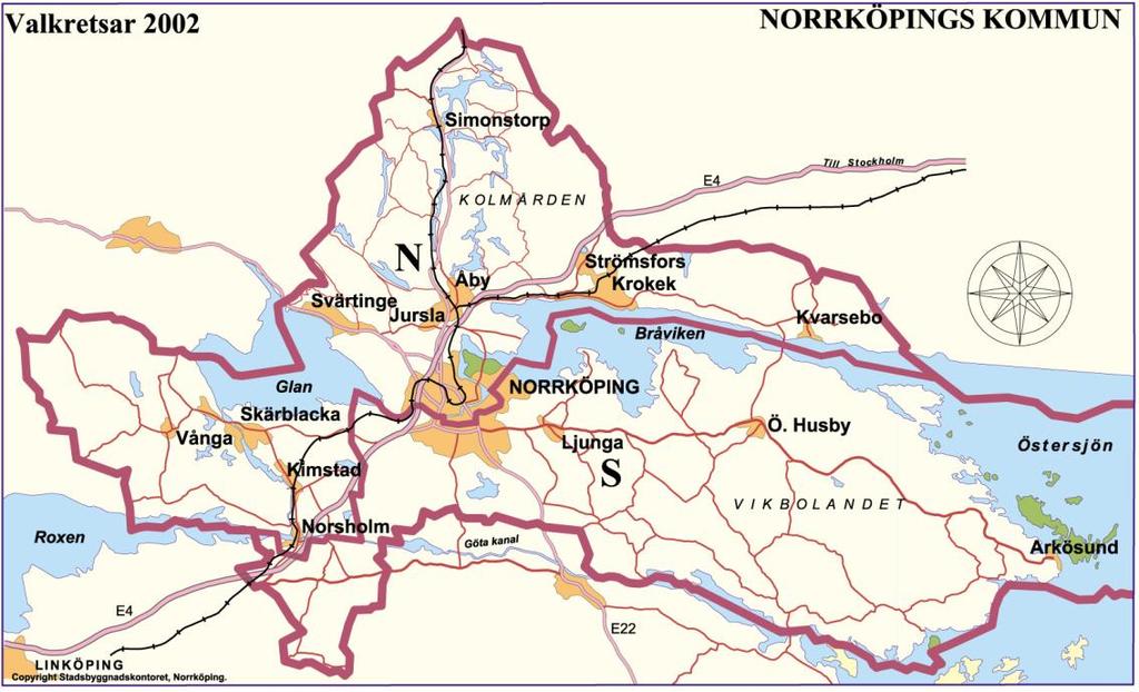 Indelning i valkretsar och valdistrikt I riksdagsvalet ingår Norrköping som en del av valkretsen Östergötlands län.