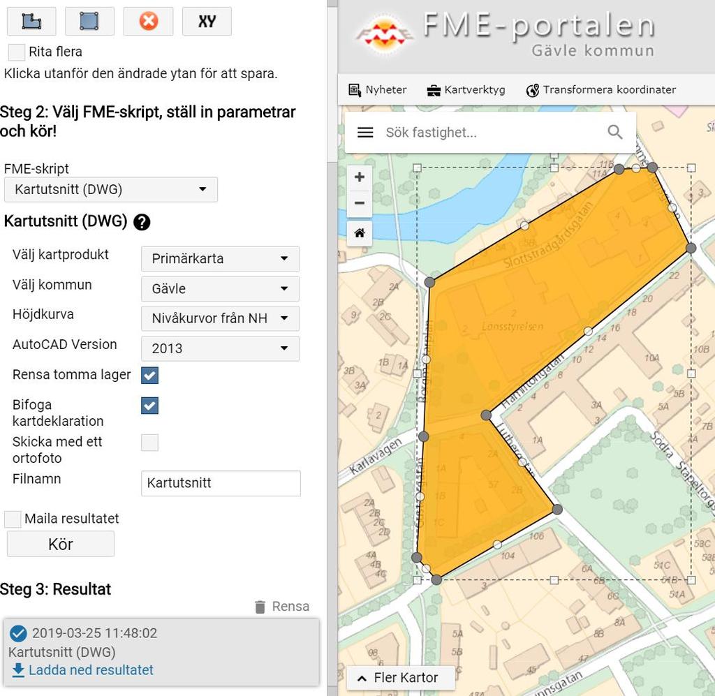 Gävles FME-portal Utvecklade första versionen 2012 Version 2 presenterades vid FME World Tour 2014 Skrevs om helt och lanserades som open-source på GitHub 2017 Sköter kommunikationen med FME-servers