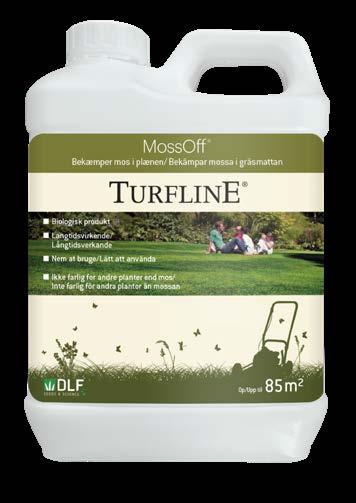 Den döda mossan räfsas upp och tages bort. Efterså gräsmattan med Turfline gräsfrö.