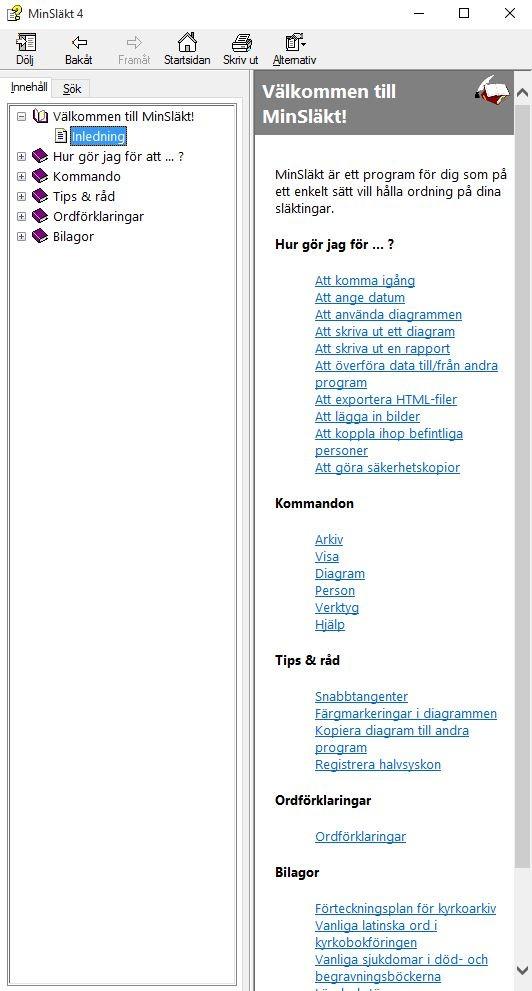 Två mycket användbara delar av Min Släkt. Hjälpfunktionen och Kalendern. Titta t.