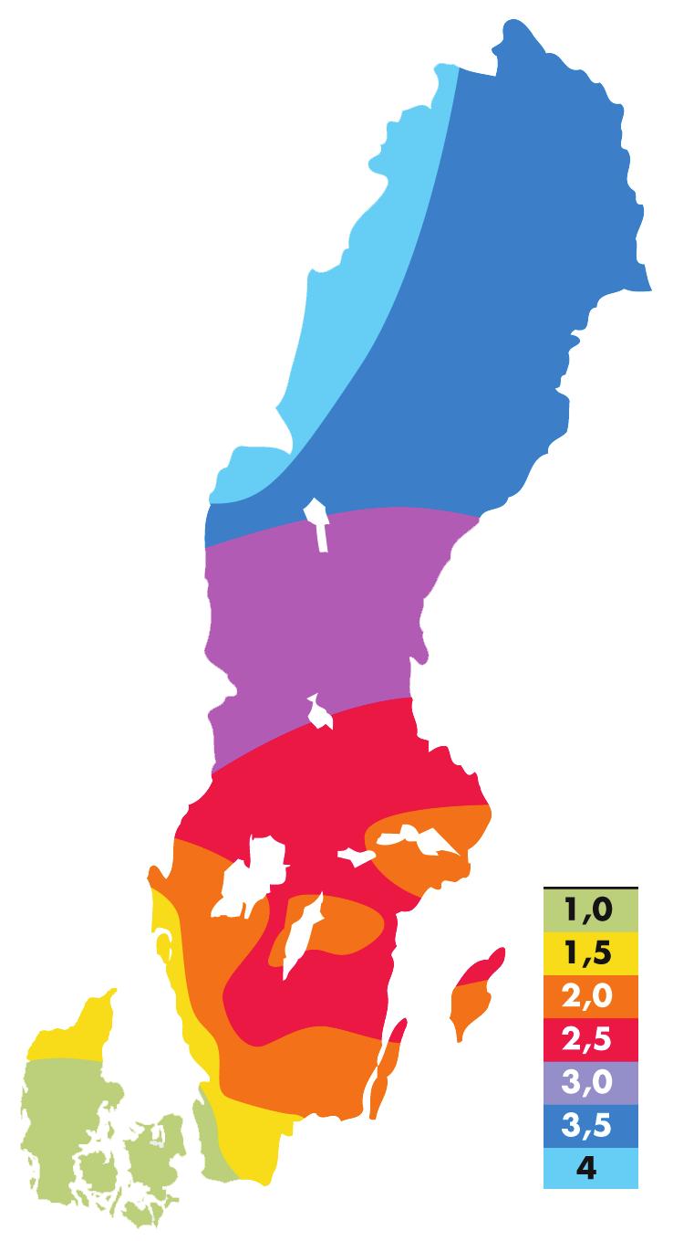 9. Se sidan 2. MAX 1220 mm MAX 1220 mm MAKS 1220 mm 10. 9 mm x mm x mm Avstånd för tvärreglar i de olika snözonerna.