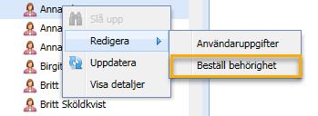 kommun. När man hittat rätt person markerar man rutan framför personen (inringat med svart) och trycker på Spara (inringat med blått). Klart.