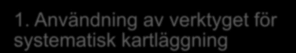 1. Användning av verktyget för systematisk kartläggning 2.