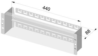 Panel för montage av normapparater enligt DIN 43880. För 19" montering. FPA 19 TEKNISK INFORMATION FPA FPA 19 + X1 Möjligheter för kabelavlastning.