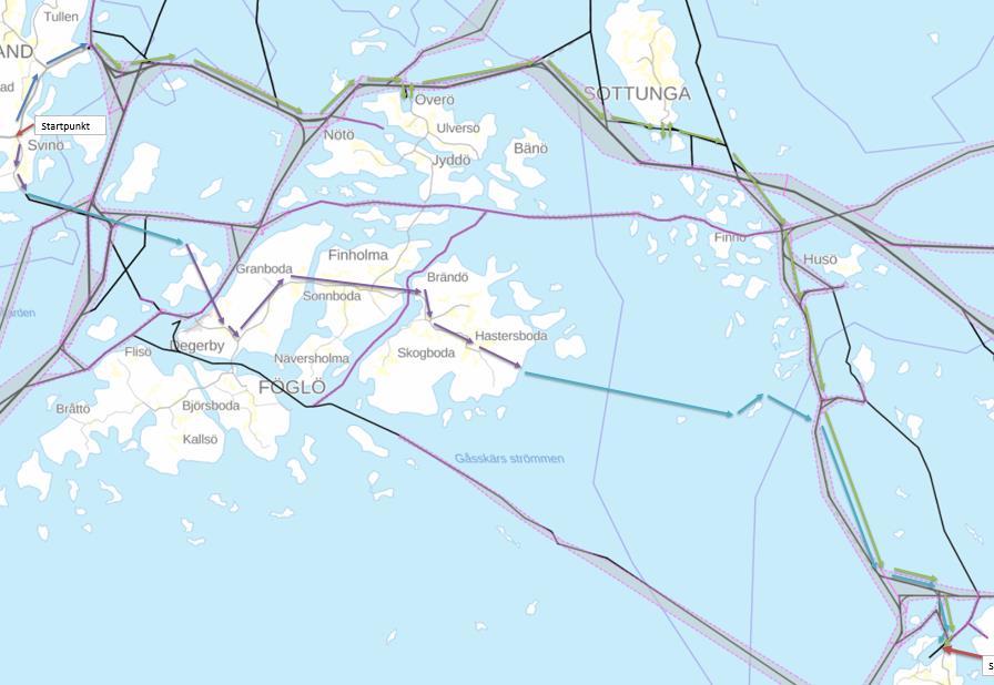 Resultat Åland exempel Farled Potential Port Ny farled i klass VL3 mellan Hastersboda och Trännskär Del av omställning av skärgårdstrafiken för att minska trafikens klimatpåverkan och sänka kostnader