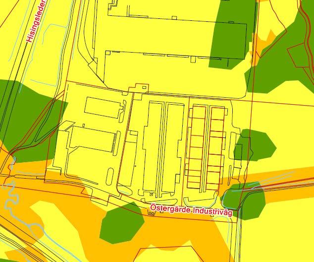 Figur 6 Utsnitt ur stabilitetskarta från Stadsbyggnadskontoret i Göteborg för delområde H140.