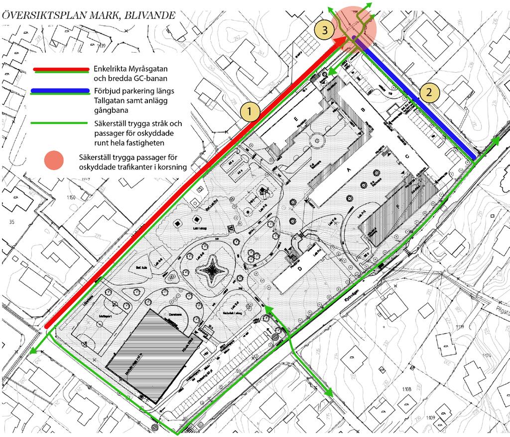 5.4 Påverkan på trafikmiljön och förslag till fysiska åtgärder Planförslaget innebär flera förändringar i trafikmiljön.