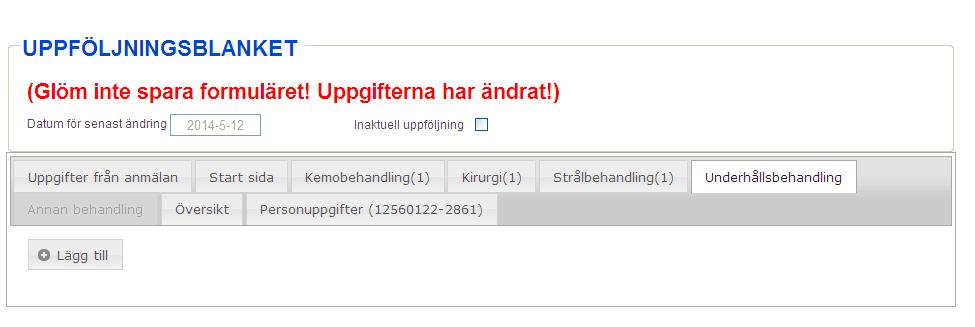 Underhållsbehandling Under fliken underhållsbehandling kan man välja många läkemedel.