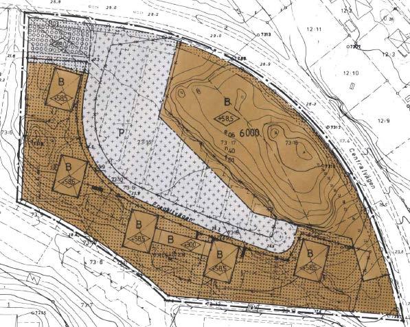 På fastighetens nordöstra del regleras inte bebyggelsen till att uppföras i punkthus, byggnadshöjden är även här 58,5 meter samt nyttjandegrad till 6 000