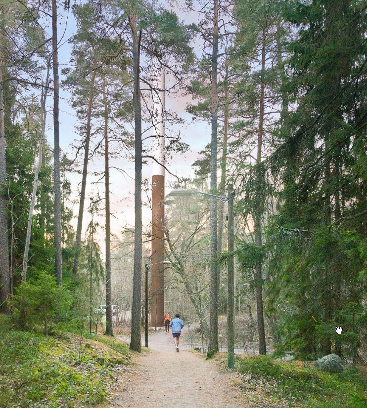 Sida 22 (40) Visualisering över föreslagen skorsten, Stockholm Vatten och Avfall och Rundquist 2016-05-26.