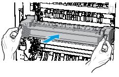 Placera den förbrukade fixeringsenheten i förpackningen som den nya enheten