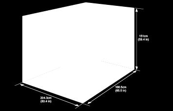 ) Konfiguration med efterbehandlare med hög kapacitet, häftesenhet och CZ-falsenhet Bredd: 2 085 mm (82,1 tum) Djup: 665 mm (26,2 tum) Höjd: 1 150 mm