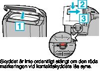 Komma igång Öppna kontaktskyddet (SD-kortluckan) o För att öppna Laddning Enheten är utrustad med ett inbyggt batteri. Öppna anslutningslocket och anslut nätadaptern för laddning som visas i figuren.