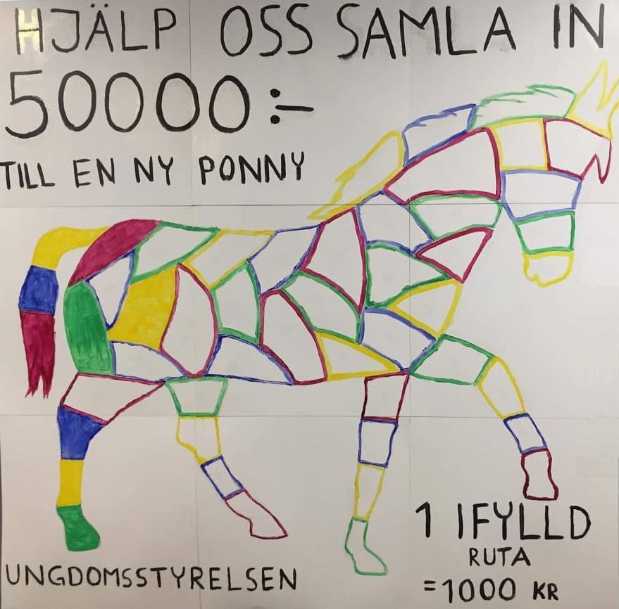 hästen ska fyllas i för varje tusenlapp vi får ihop till ponnyn, säger Selma från Ungdomsstyrelsen.