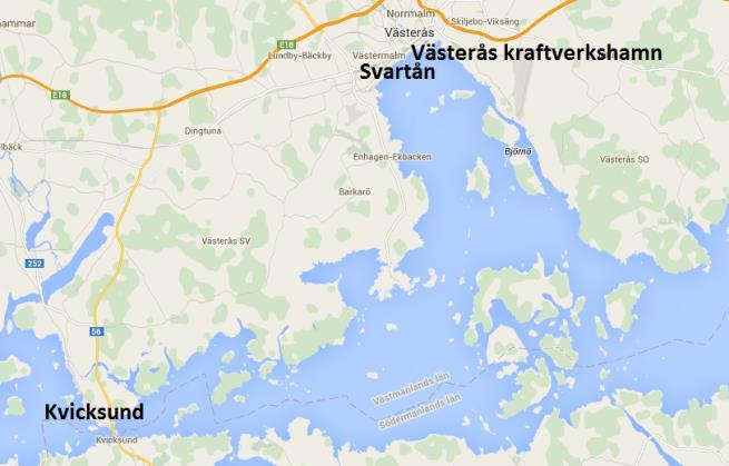 3.2.6. Screening i Västmanlands län 2012/2013 Karta 8 (vänster). Tre provtagningspunkter ingick i Västmanlands läns undersökning av prioriterade ämnen. (Källa: Länsstyrelsen i Västmanland).