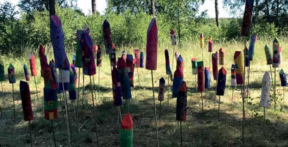 Land art-projektet Utopia, av elever på Tranäng gjorda genom skapande skola. Foto: Kultur i Tranemo Konst/Museum Glasets hus, Limmared.