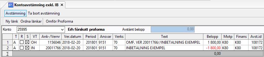 Markera en av raderna genom att placera markören på