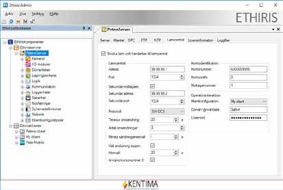 Krypterade SIA-meddelanden från Ethiris Server Hela konceptet bygger på att all nödvändig information, som Ethiris Client i larmcentralen behöver för att kunna koppla upp sig mot kundens Ethiris